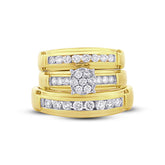 0.96ct 14k Yellow Gold Diamond Trio Set Cluster